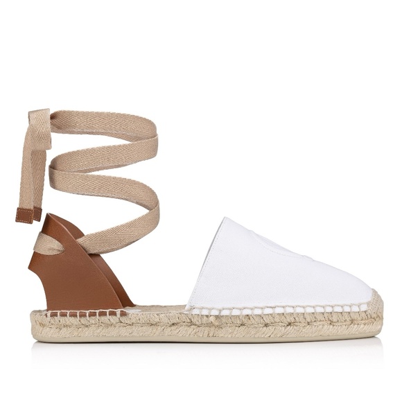 Christian Louboutin Shoes - Christian Louboutin Nanou Lace CL Flat Espadrilles White Size 39 New